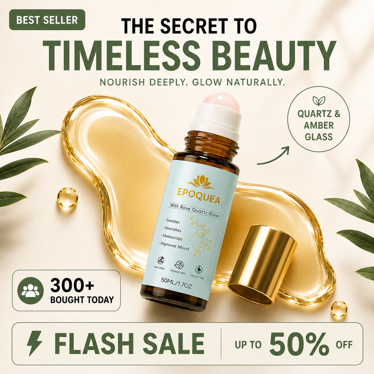 Epoquea | Cold Pressed Organic Castor Oil Roll-On in Amber Glass